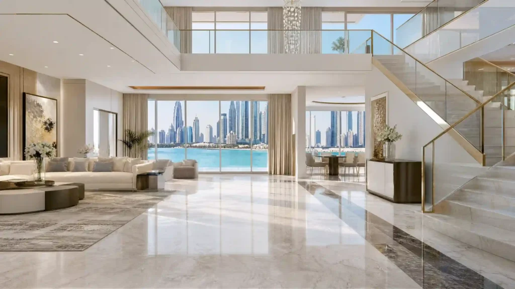 فيلا فاخرة في دبي بعد التنظيف الاحترافي والأرضيات اللامعة شركة تنظيف فلل بعد التشطيب دبي